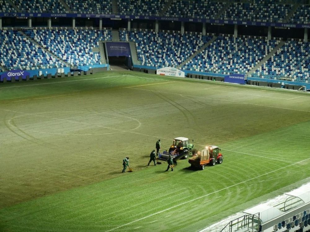 Работы по реновации футбольного поля ведутся на стадионе «Нижний Новгород»