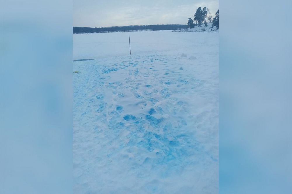 Снег на Святом озере в Дзержинске окрасился из-за цветного дыма