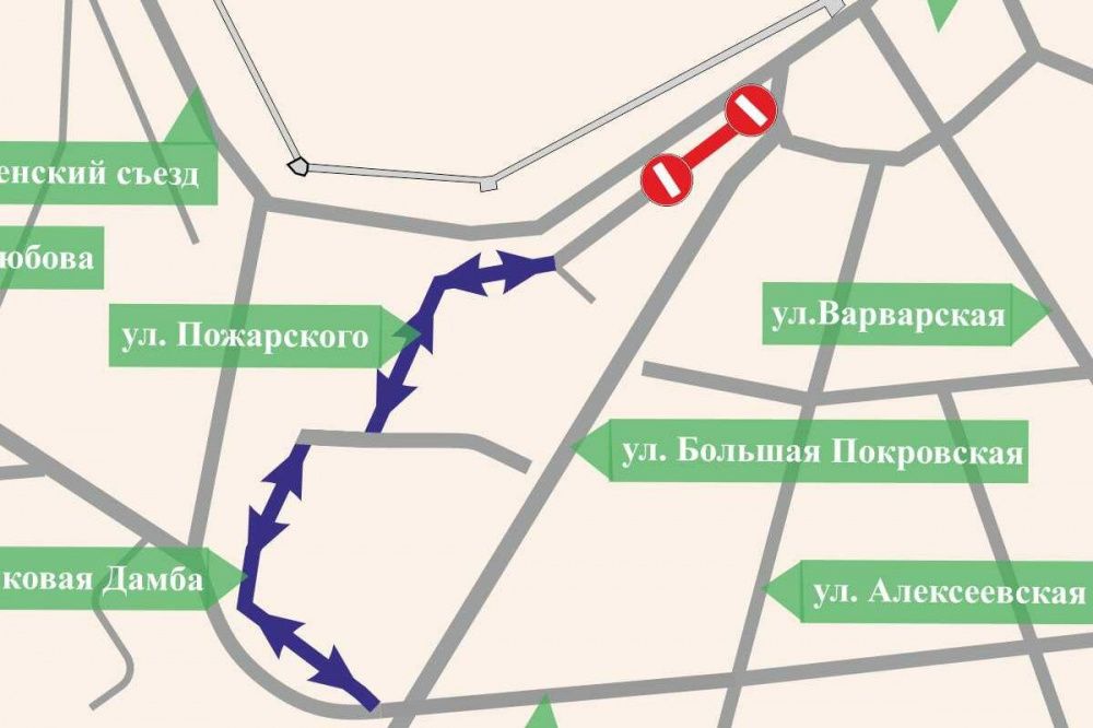 Улицу Пожарского временно перекроют в Нижнем Новгороде с 17 марта