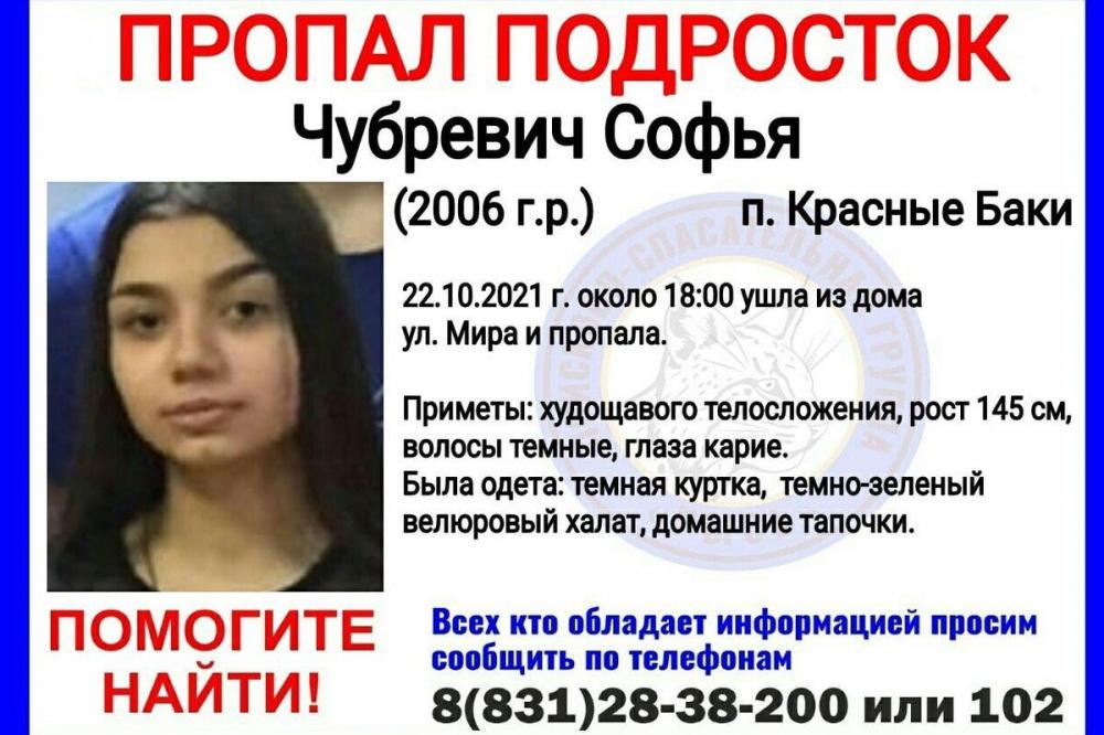 15-летняя девочка пропала в посёлке Красные Баки Нижегородской области