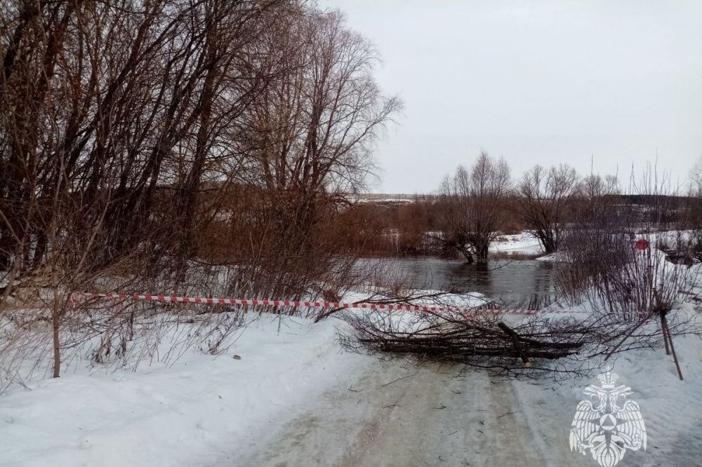 Низководный мост через Пьяну затопило в селе Соболево Нижегородской области