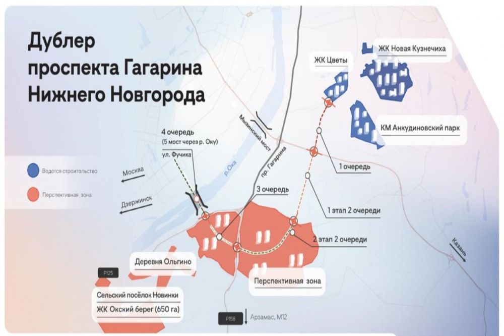 Где пройдет дублер проспекта гагарина в нижнем новгороде схема