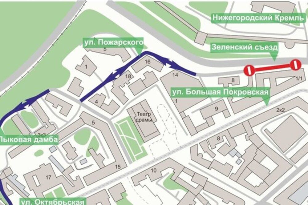 Участок улицы Пожарского в Нижнем Новгороде перекроют до 12 июня