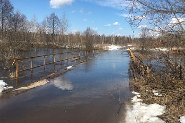 Поселок Теша отрезан от автодороги из-за затопленного моста 