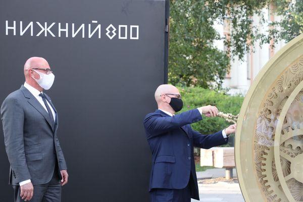 Сергей Кириентко на церемонии открытия часов обратного отсчёта в честь юбилея Нижнего Новгорода.